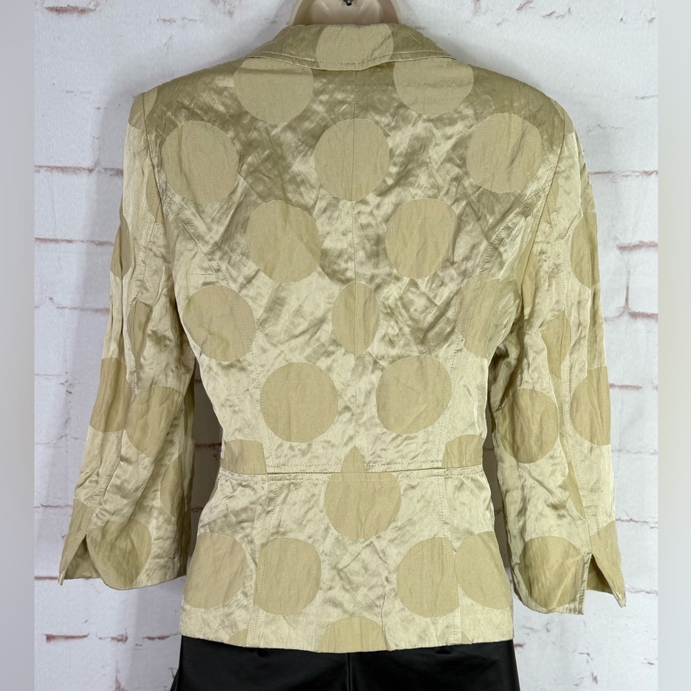 ALEXANDER 6 Celery Green Abstract Print Crinkle Safari Blazer Jacket Size 6 - Picture 3 of 15